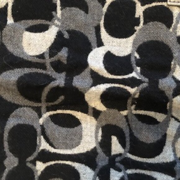 Coach black & grey wool & cashmere scarf - Picture 2 of 5